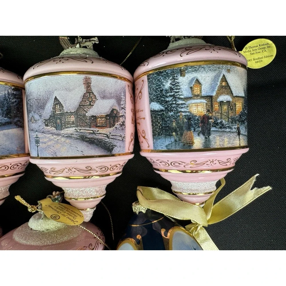 Thomas Kinkade Christmas Heirloom Glass Ornaments - Collection of 11 New W/ Tags